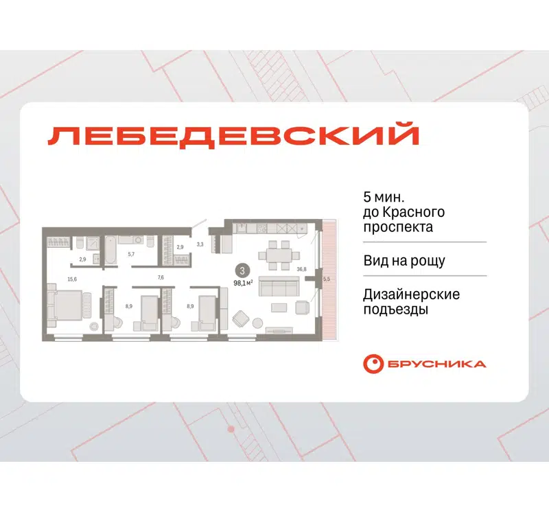  98.1 м² Лебедевский