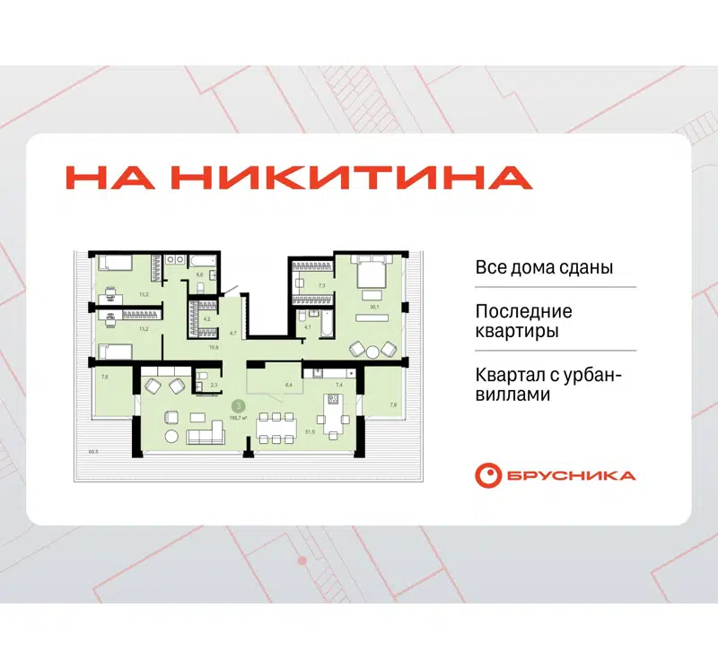 3-комнатная квартира 245.99 м² Никитина