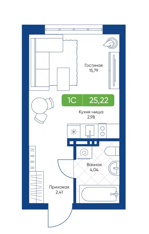 Студия 25.22 м² Биография