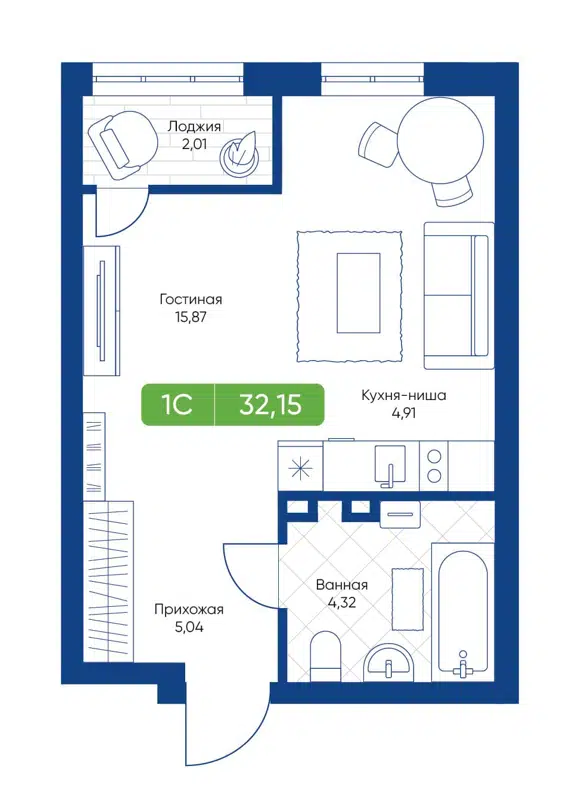 Студия 32.15 м² Биография