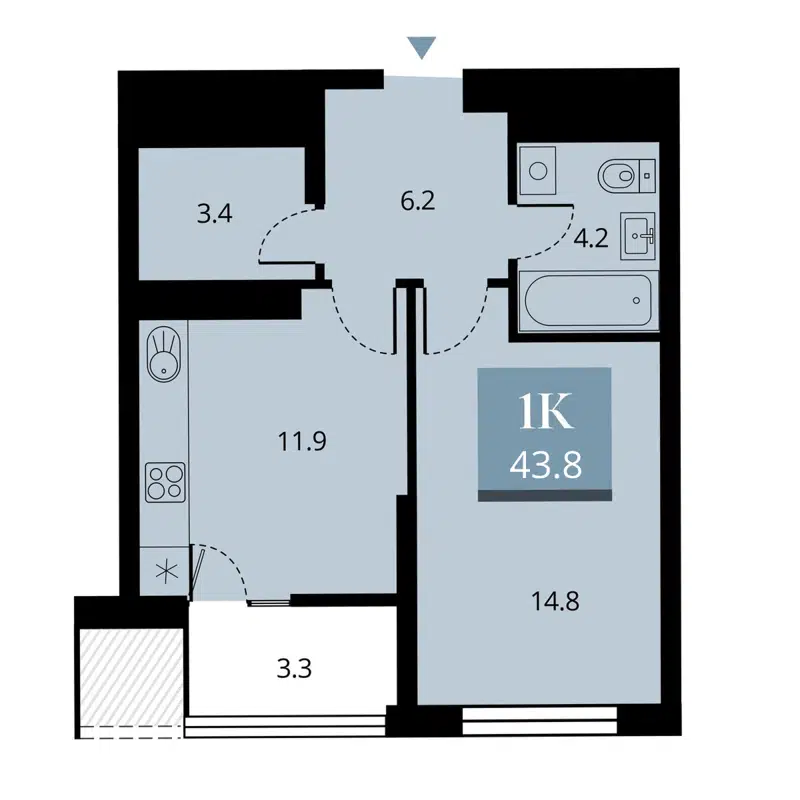 1-комнатная квартира 42.15 м² Беринг