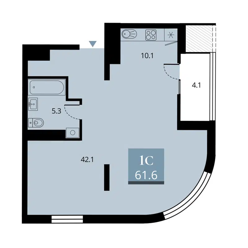 2-комнатная квартира 59.55 м² Беринг