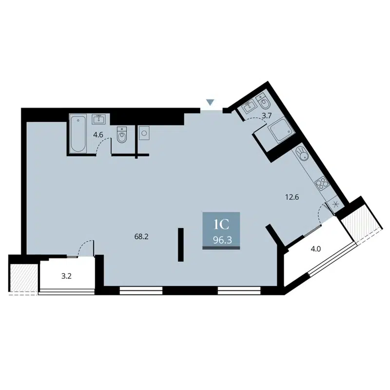 3-комнатная квартира 92.7 м² Беринг
