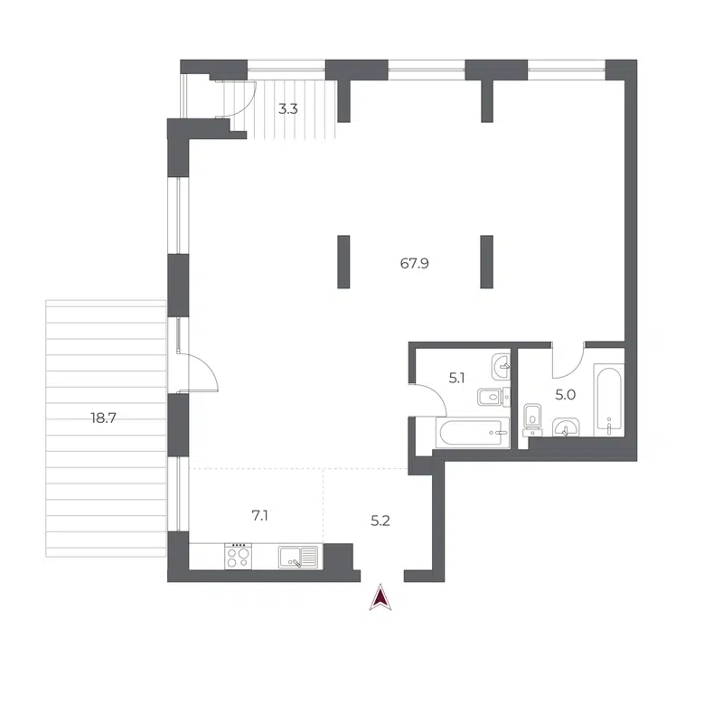 Студия 112.3 м² Оскар