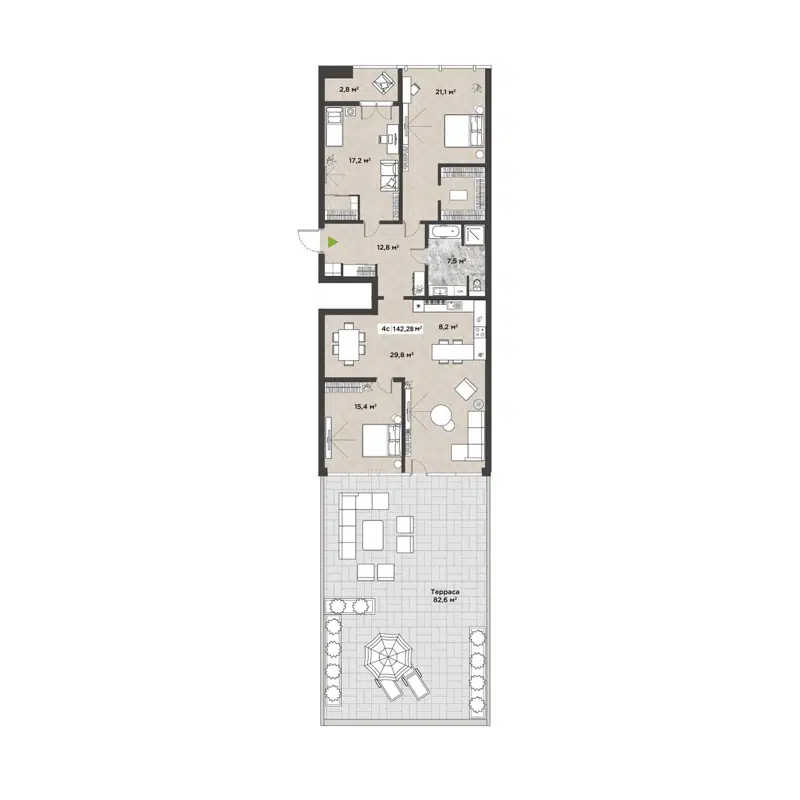 2-комнатная квартира 139.43 м² Берлин