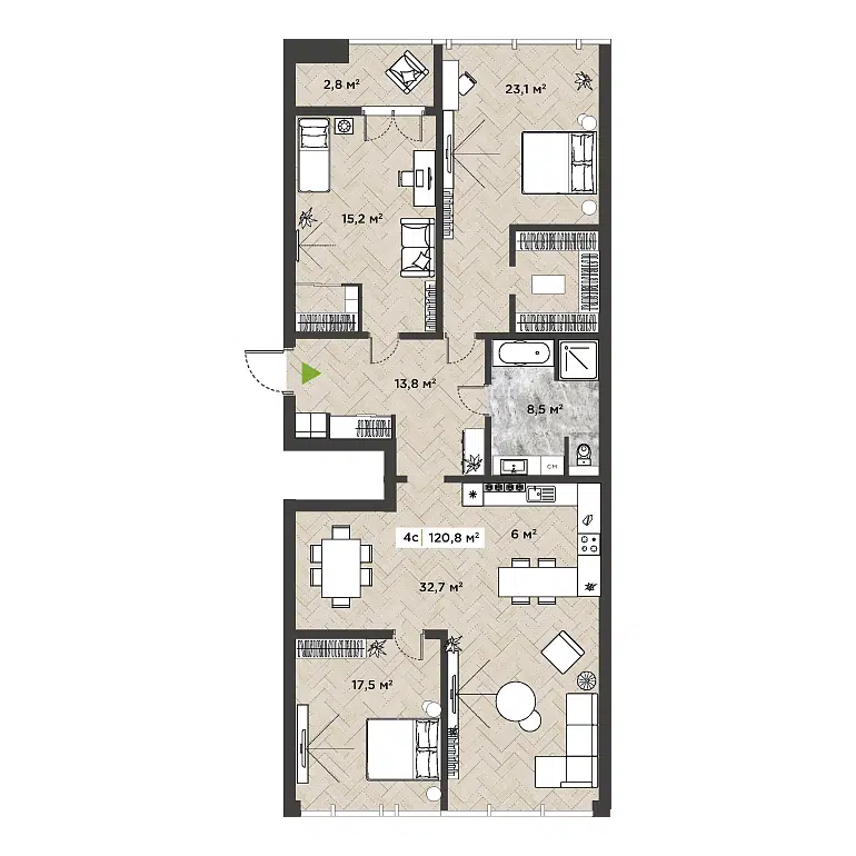 3-комнатная квартира 119.4 м² Берлин