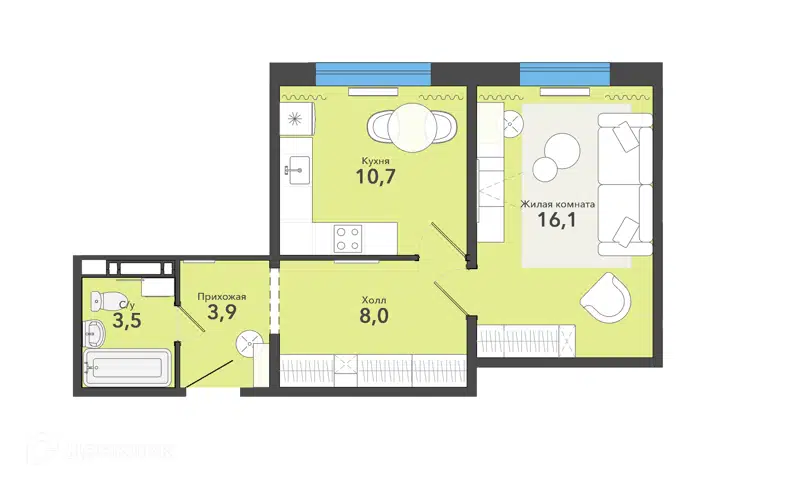  42.2 м² Чистая слобода