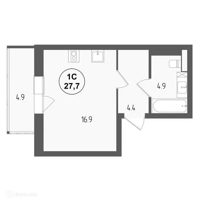 Студия 27.7 м² Тетрис