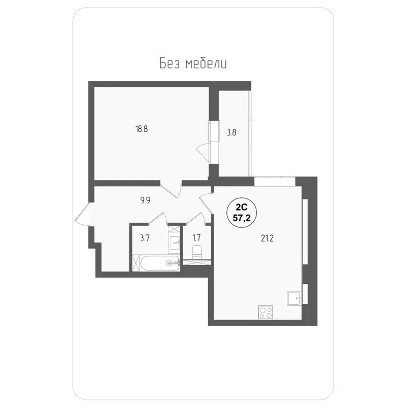 2-комнатная квартира 57.2 м² Тетрис