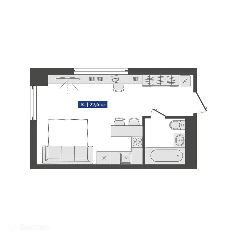 Студия 27.4 м² Freedom