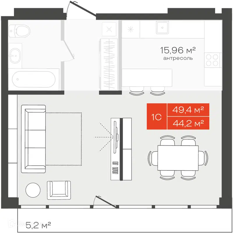 Студия 49.4 м² Freedom