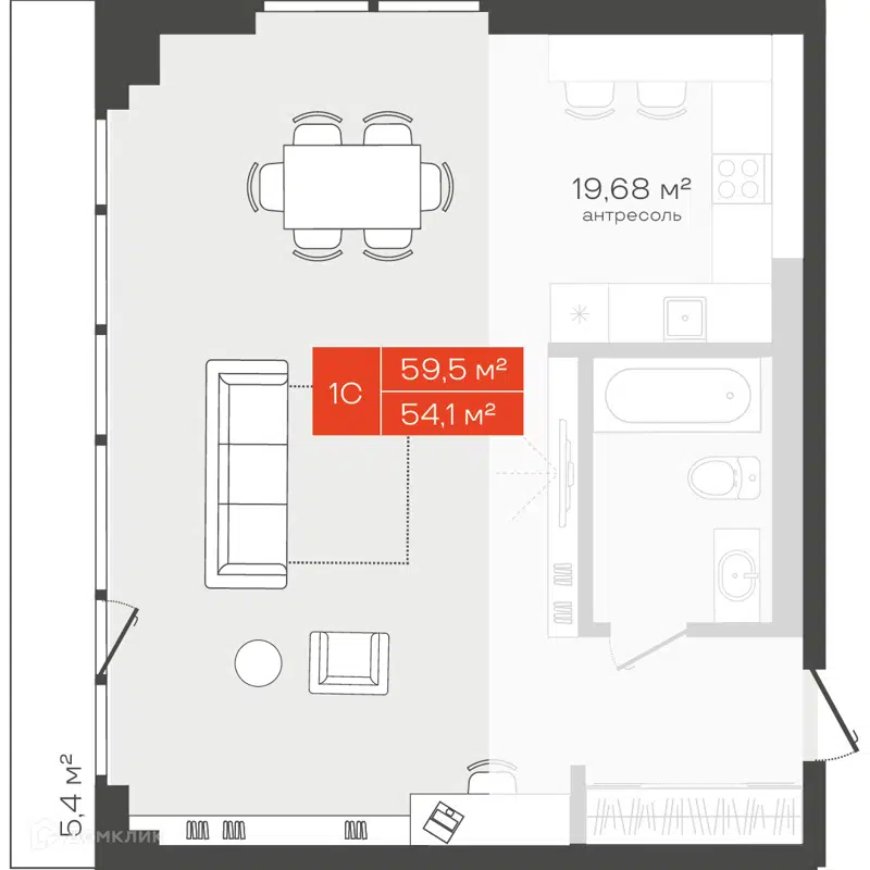 Студия 59.5 м² Freedom