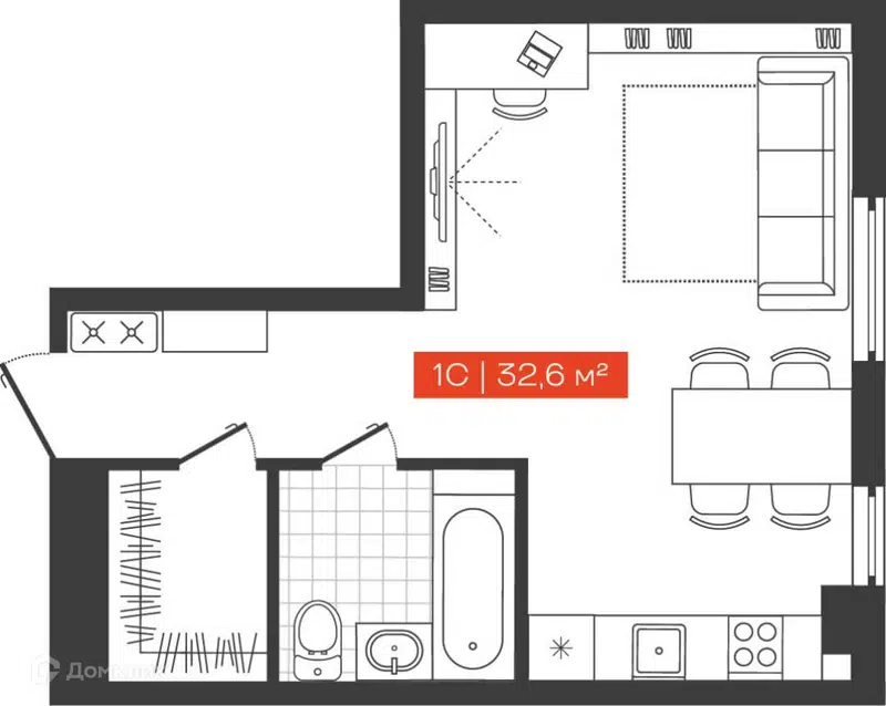 Студия 32.6 м² Freedom