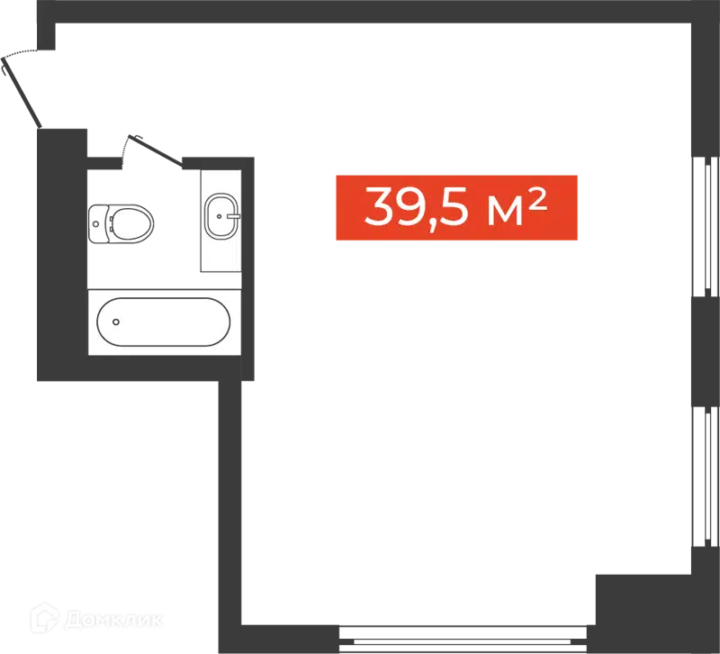 1-комнатные апартаменты 39.5 м² Freedom