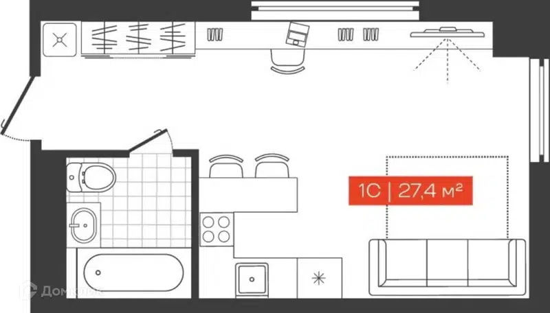 1-комнатные апартаменты 27.4 м² Freedom