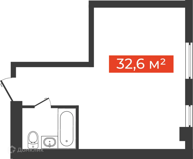 1-комнатные апартаменты 32.6 м² Freedom