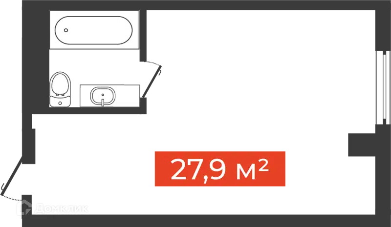 1-комнатные апартаменты 27.9 м² Freedom