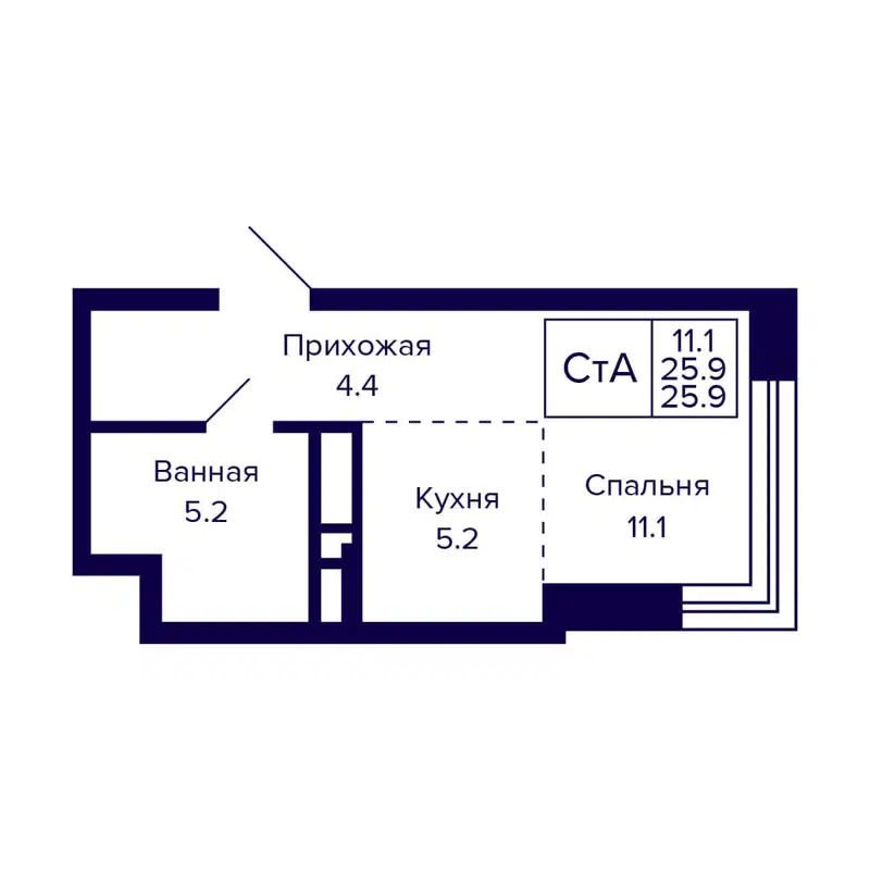 Студия 25.9 м² CITATUM