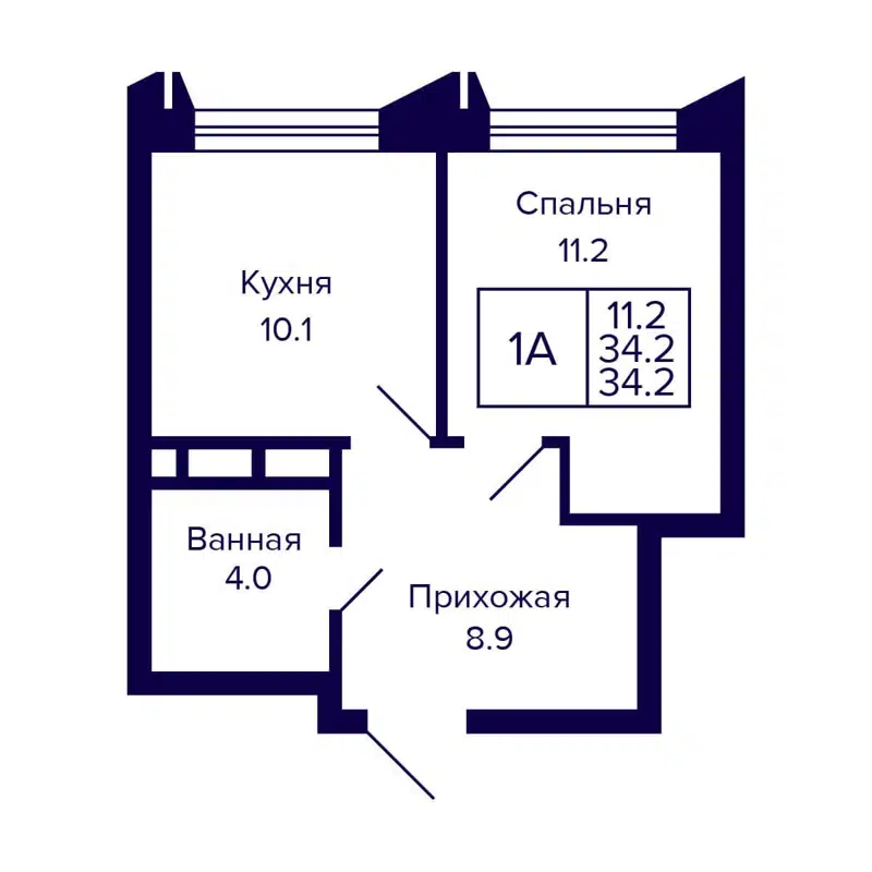 1-комнатная квартира 34.2 м² CITATUM