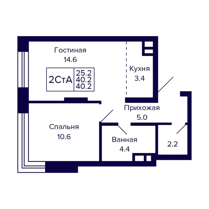 2-комнатная квартира 40.2 м² CITATUM