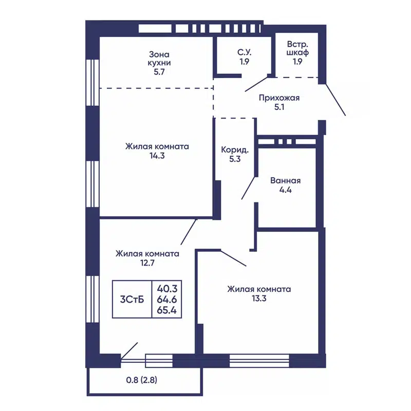  65.4 м² Сподвижники