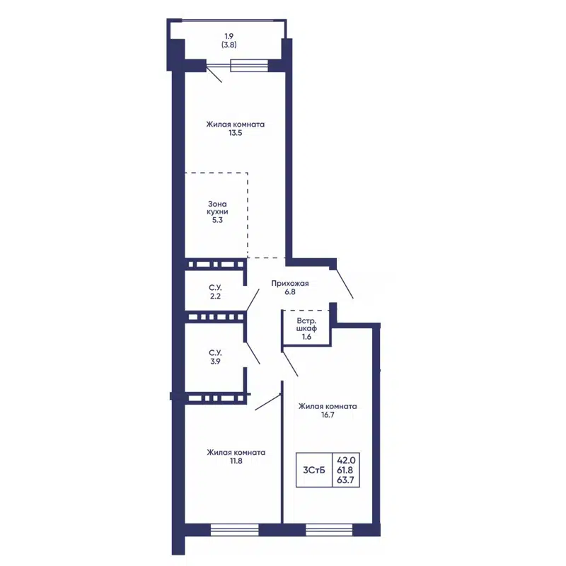  63.7 м² Сподвижники