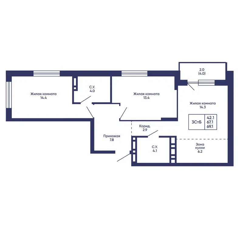  69.1 м² Сподвижники