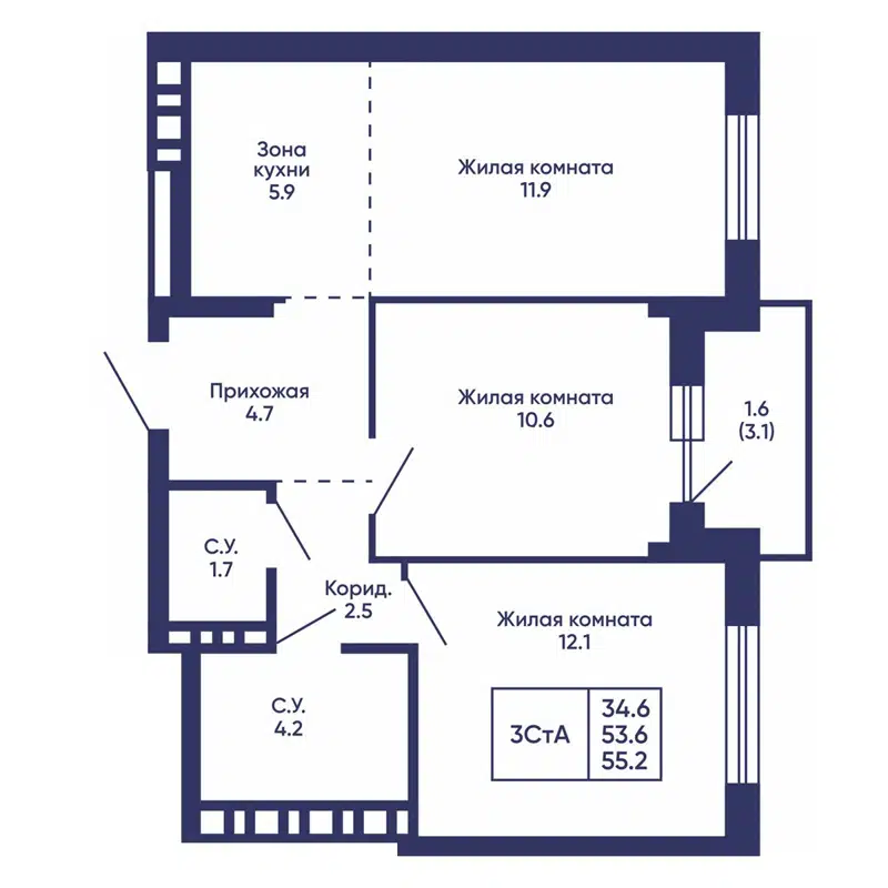  55.2 м² Сподвижники