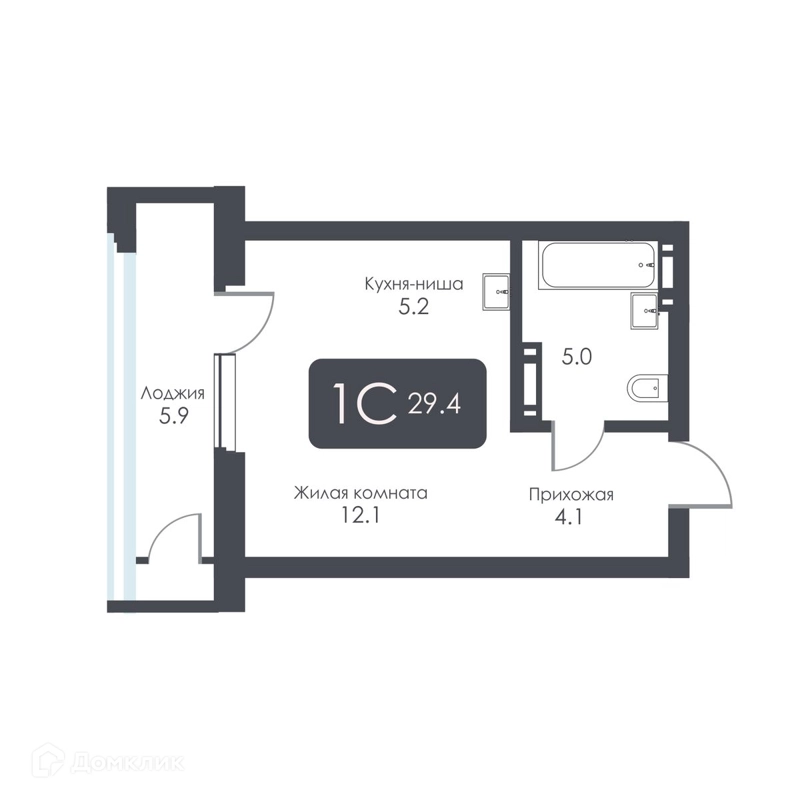 Студия 26.4 м² City Towers