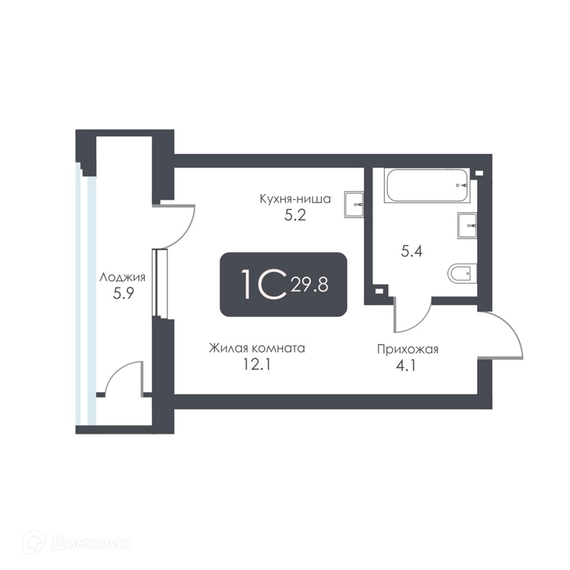 Студия 26.8 м² City Towers