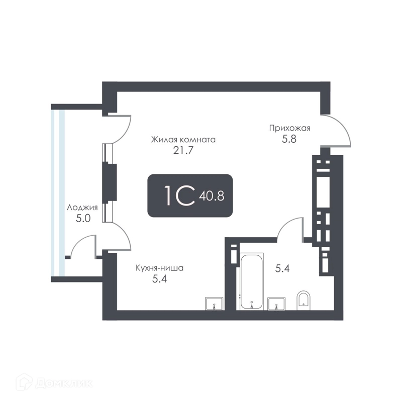 Студия 38.3 м² City Towers