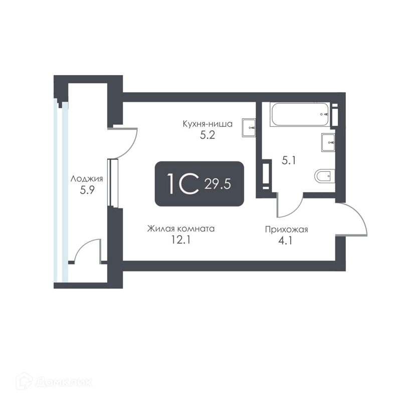Студия 26.5 м² City Towers