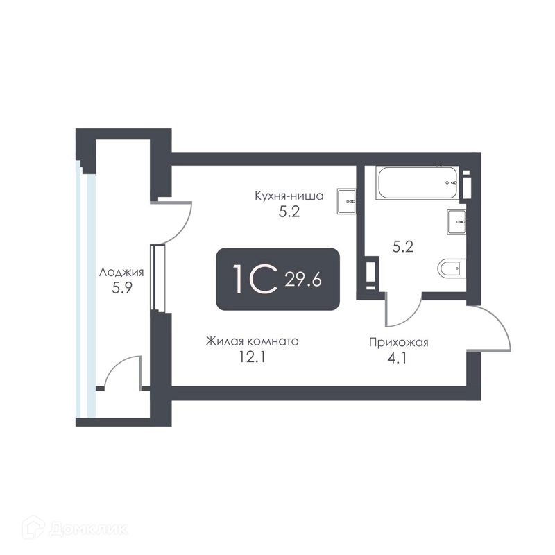 Студия 26.6 м² City Towers