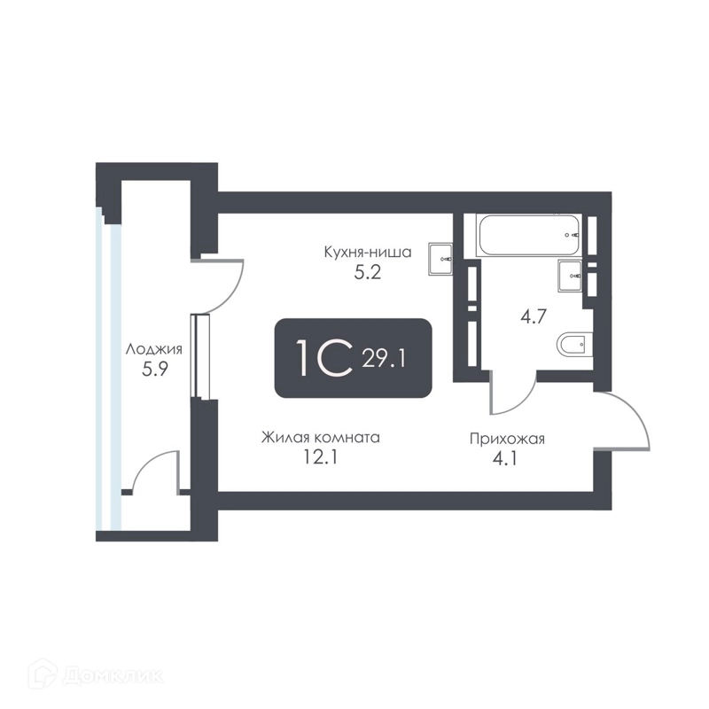 Студия 26.1 м² City Towers