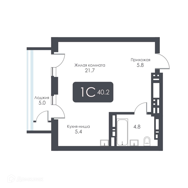 Студия 37.7 м² City Towers