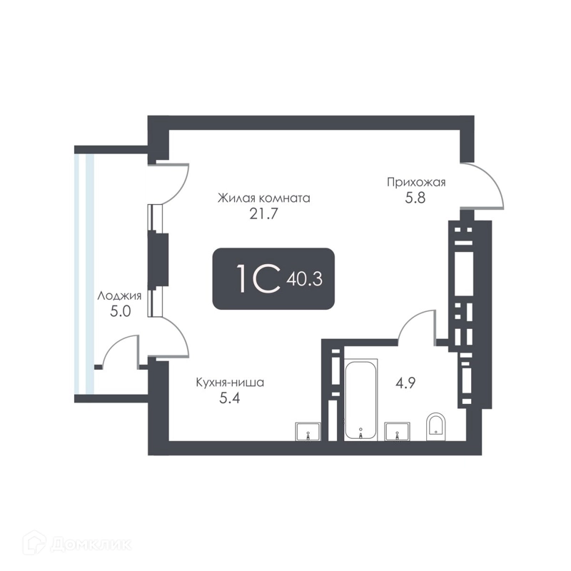 Студия 37.8 м² City Towers