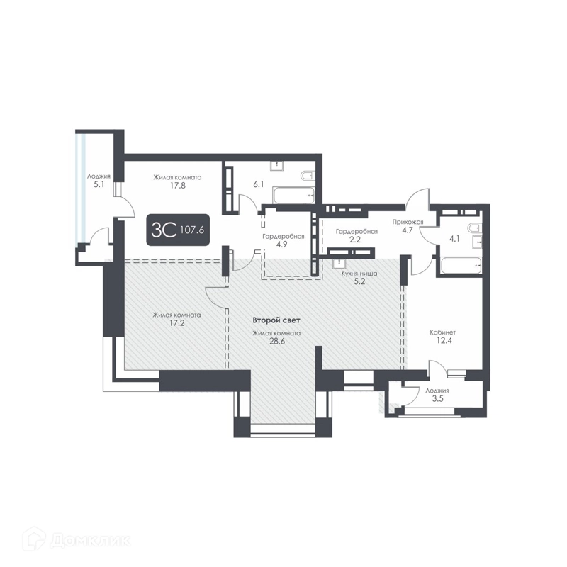 3-комнатная квартира 103.2 м² City Towers