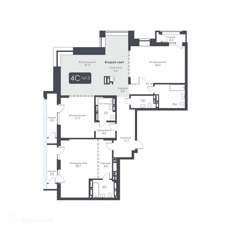 4-комнатная квартира 160.5 м² City Towers