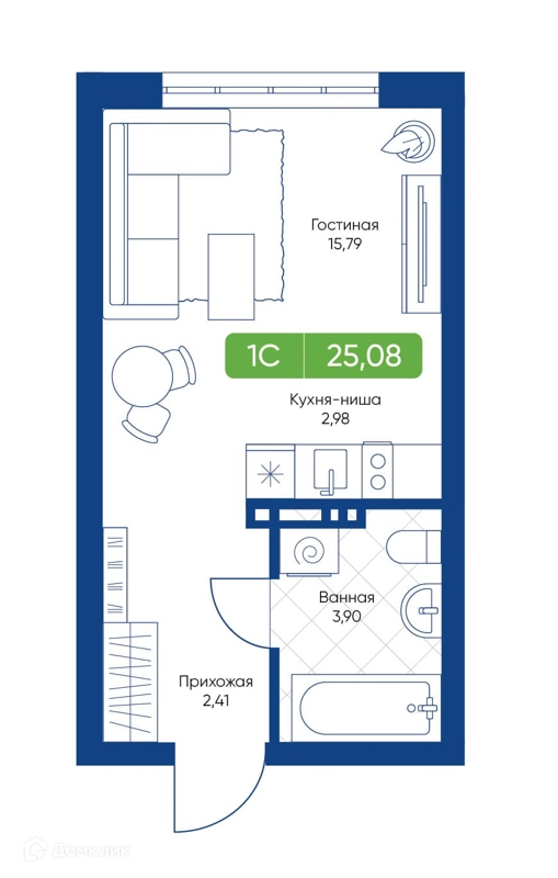 Студия 25.08 м² Биография