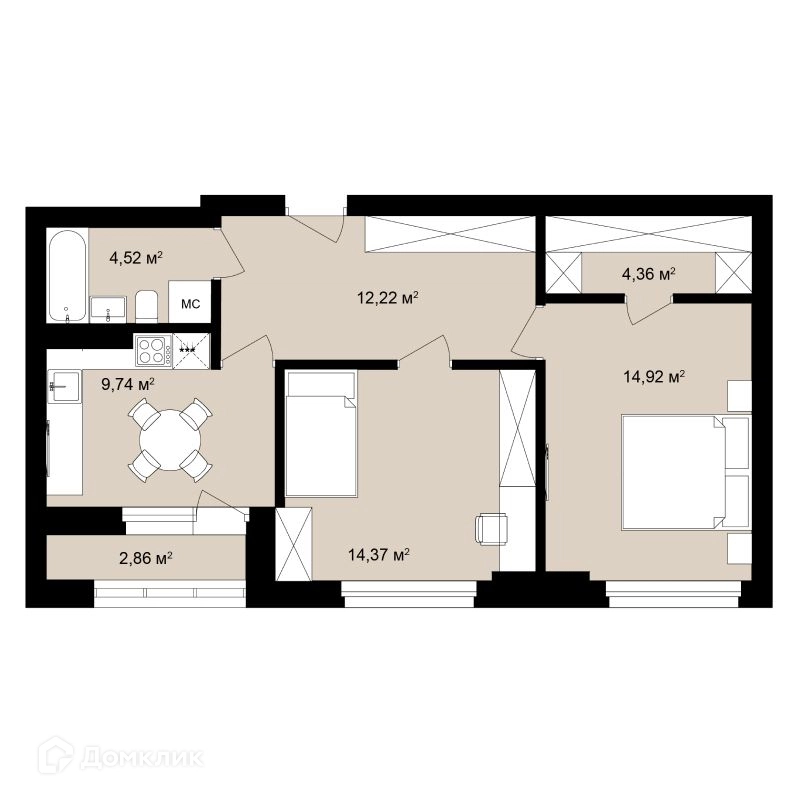 Студия 64.78 м² Римский квартал