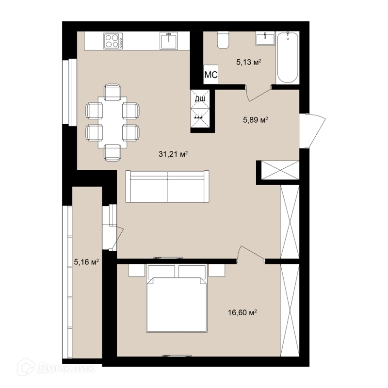 2-комнатная квартира 65.04 м² Римский квартал
