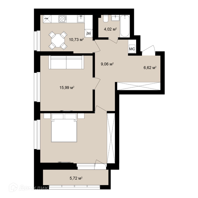 2-комнатная квартира 74.4 м² Римский квартал