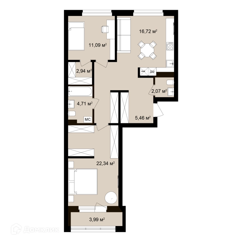 3-комнатная квартира 81.71 м² Римский квартал