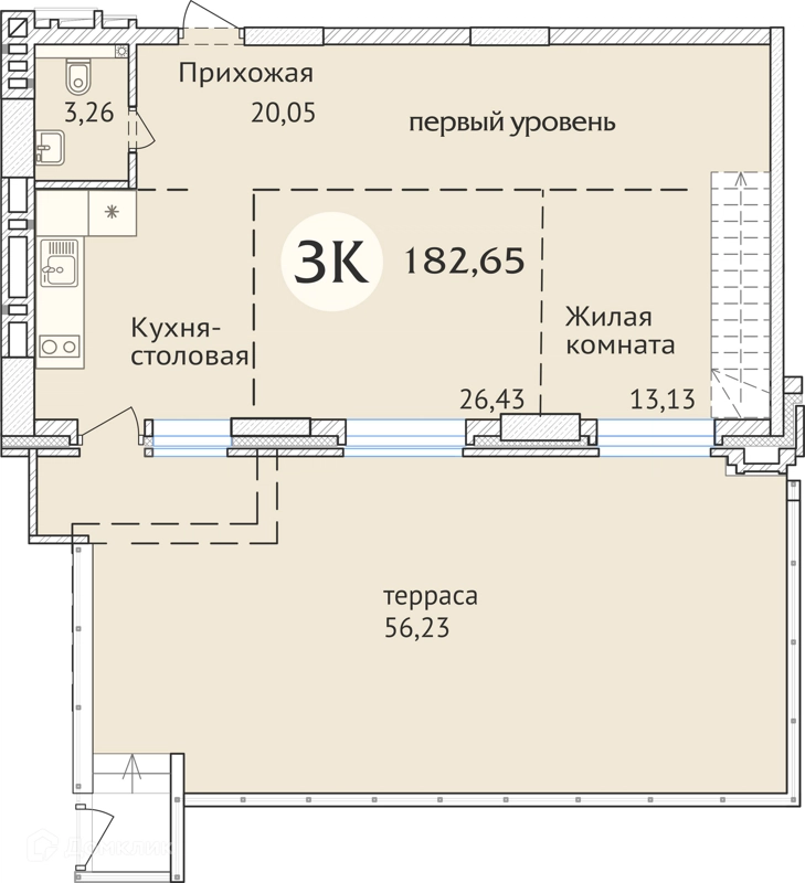 3-комнатная квартира 180.6 м² Заельцовский New