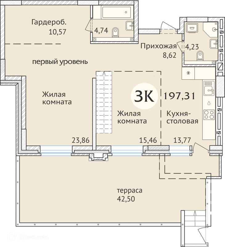 3-комнатная квартира 196.9 м² Заельцовский New