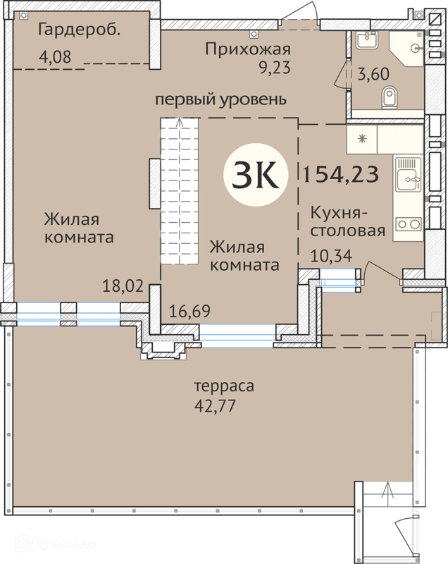 3-комнатная квартира 155.3 м² Заельцовский New