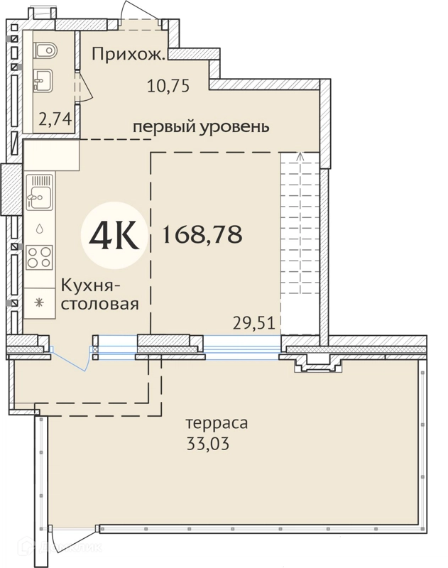 4-комнатная квартира 167.4 м² Заельцовский New